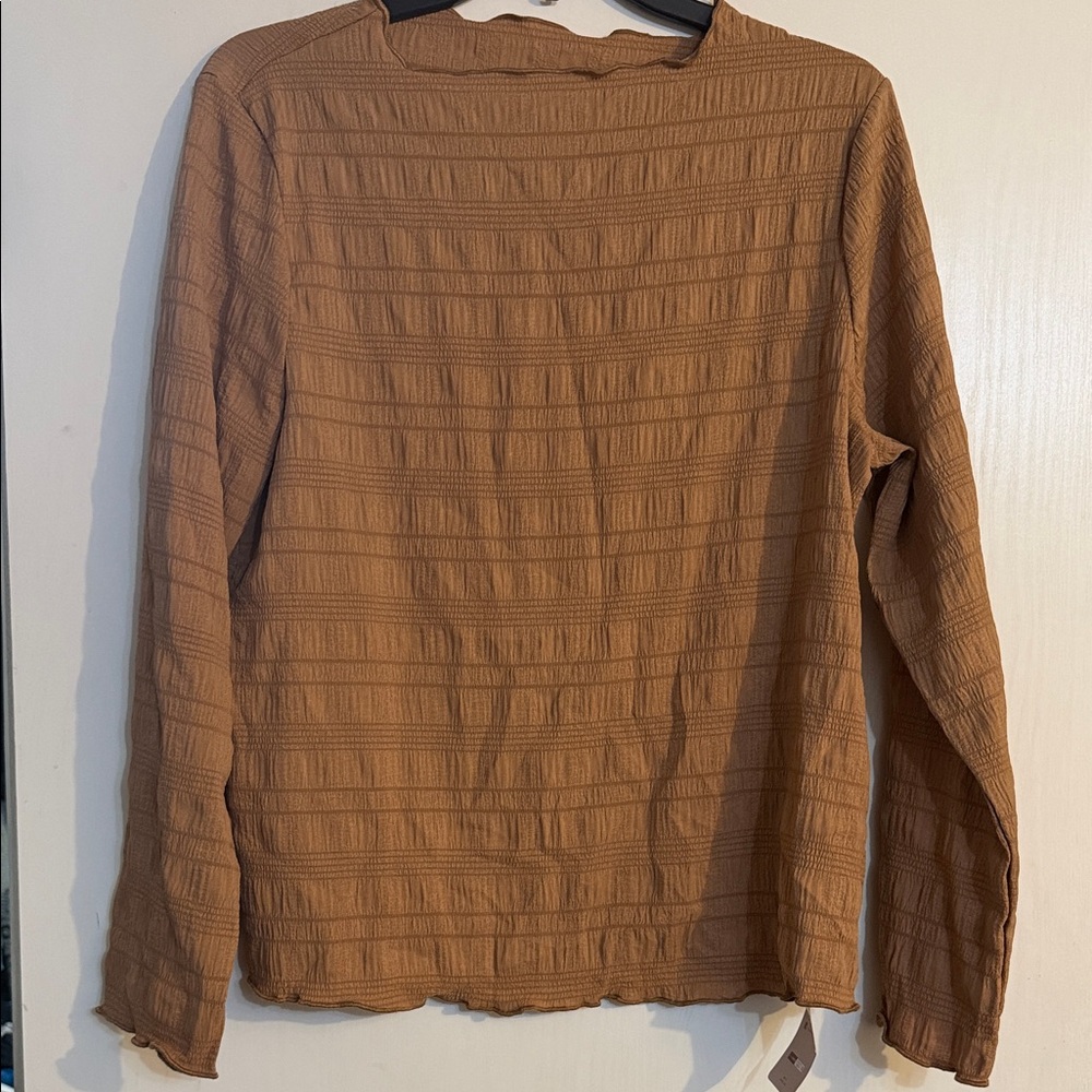 Emery Rose NWT Textured Brown Long Sleeve Top Size L